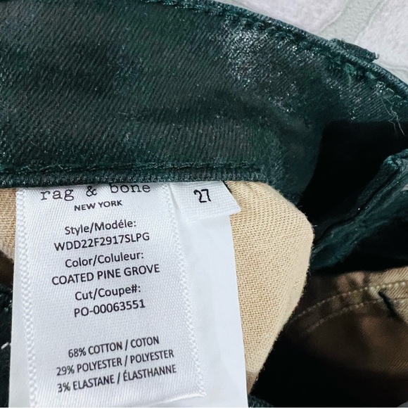 Rag & Bone Casey High Rise Ankle Flare Jeans in Coated Pine Grove Size 27 - Picture 12 of 12